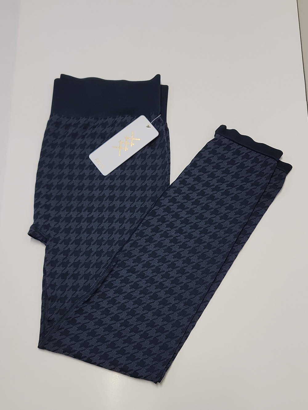 RHONE NWT Navy Houndstooth Seamless Base Leggings XXL